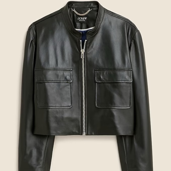 J. Crew Collection Jodie Leather Lady Jacket - Black, L - NWT - Picture 1 of 12